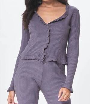 NEW LAMADE sweet serenade ruffle cardigan in petrol